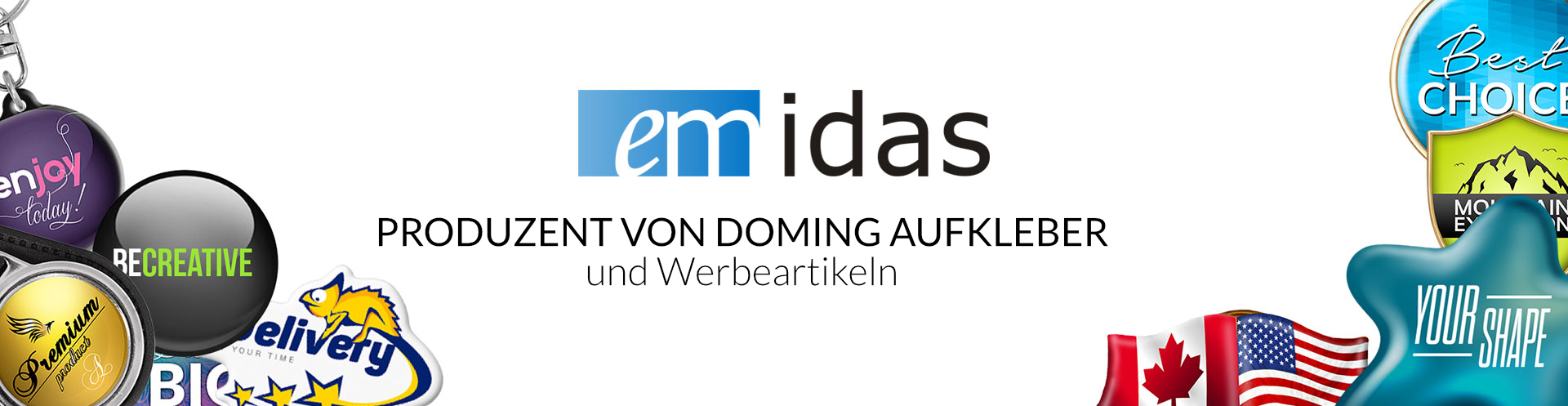 Emidas | Produzent von Doming Aufkleber und Werbeartikeln